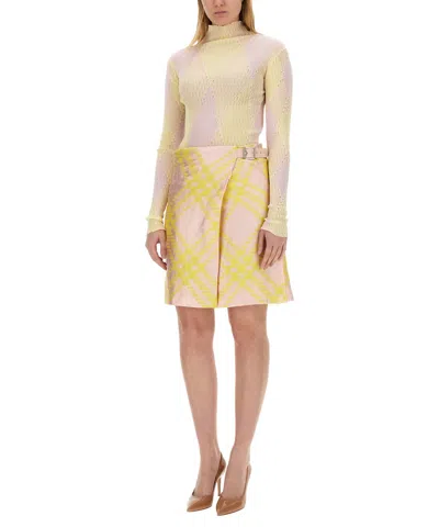 Burberry Fitted Ribbed Sweater With Diamond Pattern