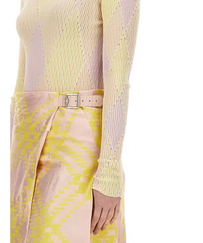 Burberry Fitted Ribbed Sweater With Diamond Pattern