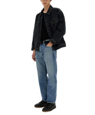 Saint Laurent Jeansjacke Im Distressed-look In Black