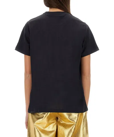 Ganni Basic Jersey Owls Relaxed T-shirt T-shirts Black In Black
