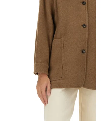 Max Mara Eligio Shetland Shirt Jacket In Brown