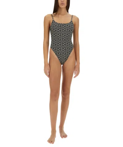 Tory Burch Chic Gemini One-piece Swimsuit In Gray