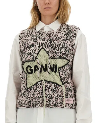 Ganni Woolen Vest With Inl In Multi
