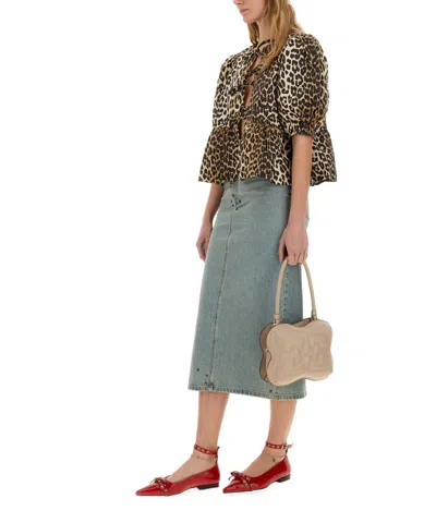 Ganni Blouse With Animal Pattern