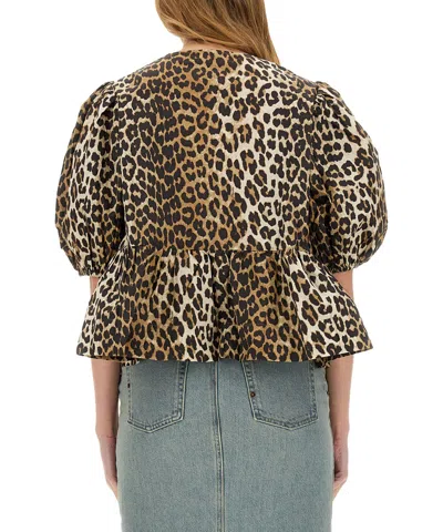 Ganni Blouse With Animal Pattern