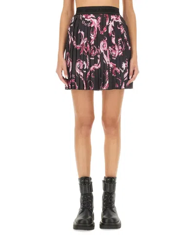 Versace Jeans Couture Graphic Print Pleated Mini Skirt