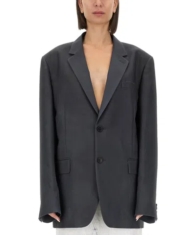 Maison Margiela Oversized Mohair Wool Blazer In Gray