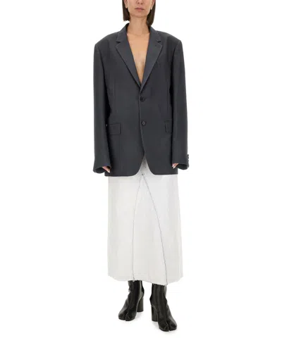 Maison Margiela Oversized Mohair Wool Blazer In Gray