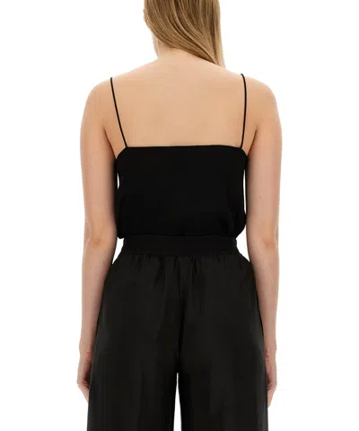 Fabiana Filippi Viscose Tops With Spaghetti Straps And Elastic Waistband In Black