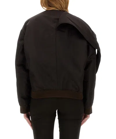 Courrèges Bow Neck Bomber Jacket In Black