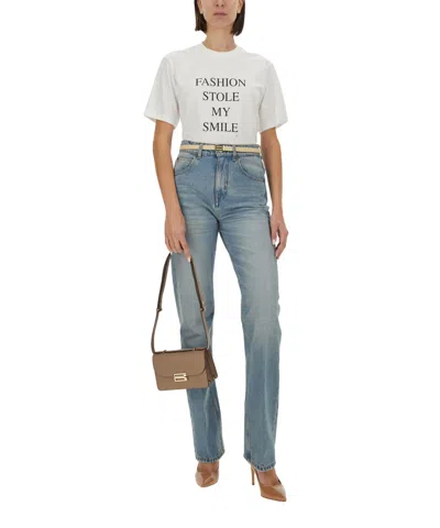 Victoria Beckham White T-shirt With Slogan Lettering On The Front In White