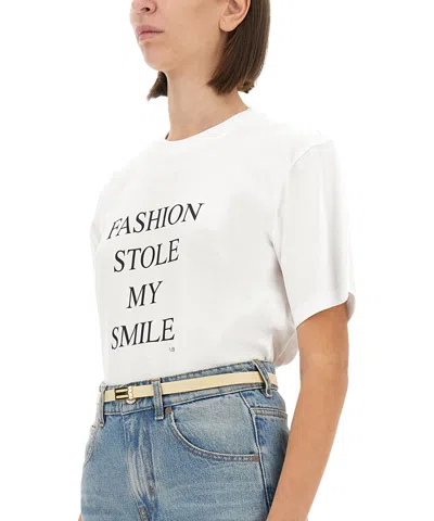 Victoria Beckham White T-shirt With Slogan Lettering On The Front In White