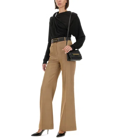 Victoria Beckham Long-sleeved Draped Knitted Top In Black