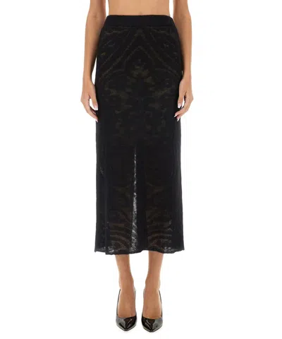 Etro Sheer Fabric Knit Skirt With Side Slit