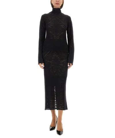 Etro Sheer Fabric Knit Skirt With Side Slit