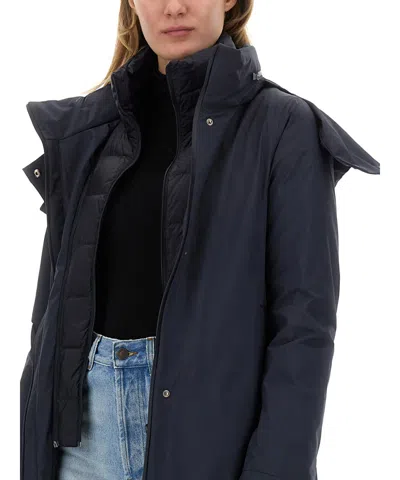 Herno Waterproof Jacket With Hood And High Collar In Blue