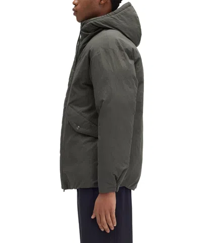 Fred Perry Padded Jacket With Hood And Drawstrings In Gray