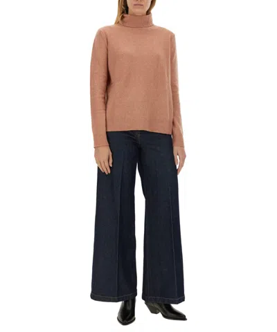 Aspesi High-neck Wool Jersey With Ribbed Hem