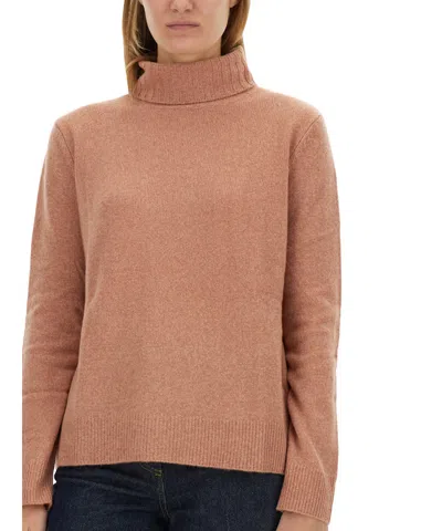 Aspesi High-neck Wool Jersey With Ribbed Hem