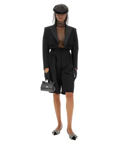Dolce & Gabbana Tuxedo Knee-length Bermuda Shorts With Side Stripes In Black