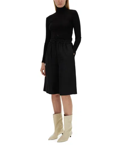 Jil Sander Wide Leg Bermuda Shorts In Black