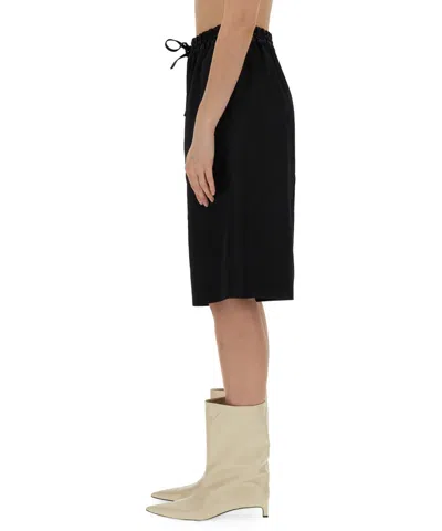 Jil Sander Wide Leg Bermuda Shorts In Black