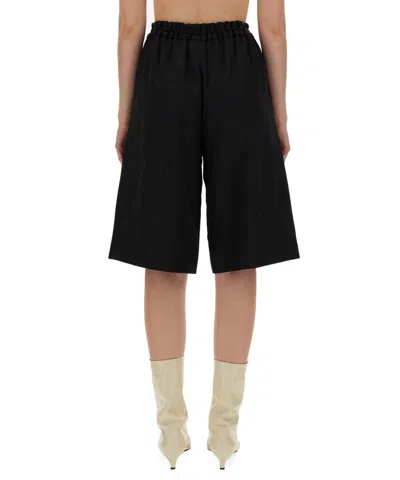 Jil Sander Wide Leg Bermuda Shorts In Black