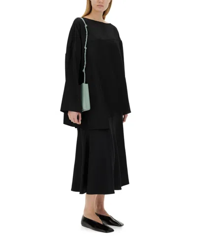 Jil Sander Asymmetrical Black Top With Unique Silhouette In Black