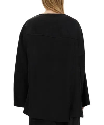 Jil Sander Asymmetrical Black Top With Unique Silhouette In Black