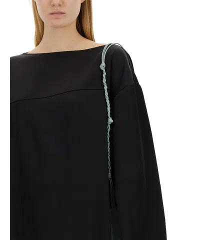 Jil Sander Asymmetrical Black Top With Unique Silhouette In Black