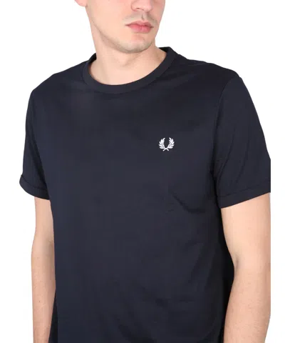 Fred Perry Logo-embroidered Cotton T-shirt In Black