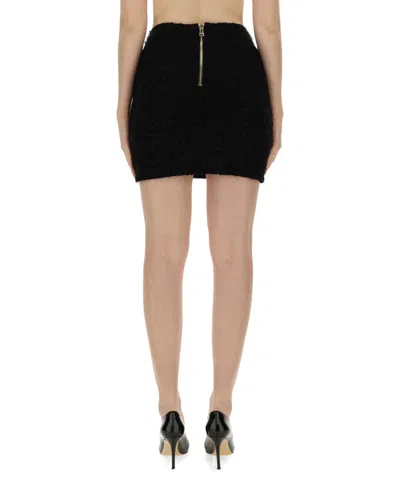 Balmain Black Pencil Mini Skirt With Jewel Buttons