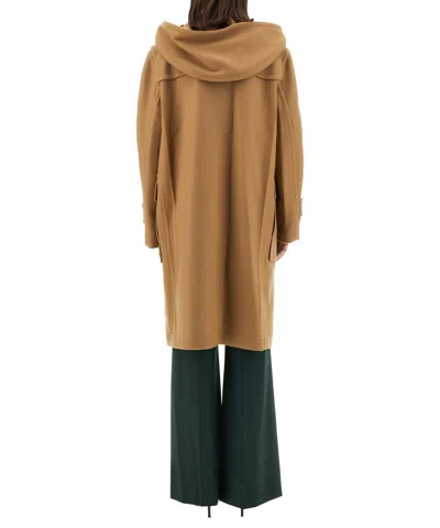 Victoria Beckham Hooded Long Length Structured Coat In Brown
