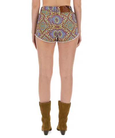Etro Ethnic Print Denim Shorts