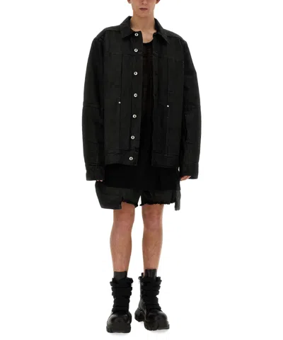 Rick Owens Collared Long Sleeves Jacket With Adjustable Cuffs In Black