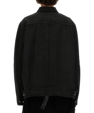 Rick Owens Collared Long Sleeves Jacket With Adjustable Cuffs In Black