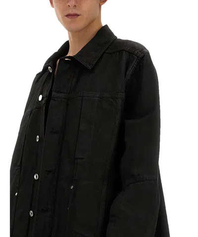 Rick Owens Collared Long Sleeves Jacket With Adjustable Cuffs In Black