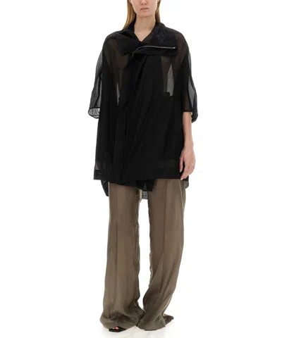 Rick Owens Hollywood Claudette Silk Chiffon Tunic In Black