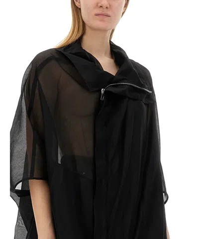 Rick Owens Hollywood Claudette Silk Chiffon Tunic In Black