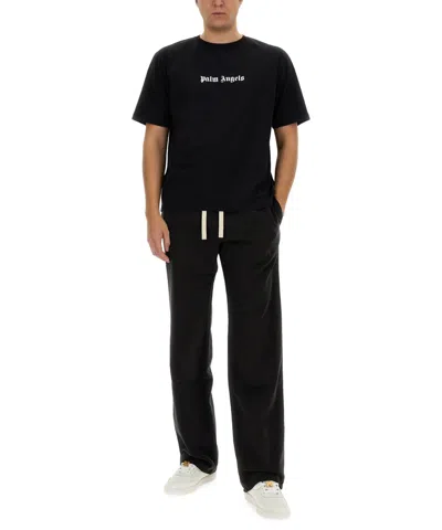 Palm Angels Black Pxp Washed Palm Chino Trousers