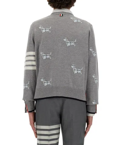 Thom Browne Embroidered Striped Wool Cardigan Pockets In Multi