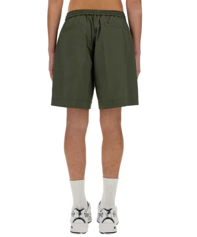 Aspesi Poplin Bermuda Shorts In Green
