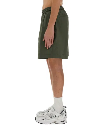 Aspesi Poplin Bermuda Shorts In Green