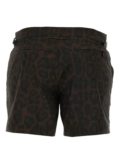 Tom Ford Leopard Print Tailored Swimsuit With Buckle Detail In Black