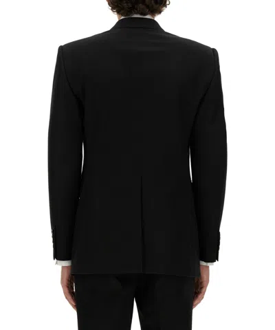 Alexander Mcqueen Double-breasted Tailored Jacket Structured Shoulders In Black