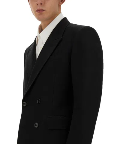 Alexander Mcqueen Double-breasted Tailored Jacket Structured Shoulders In Black
