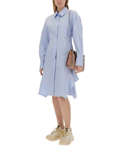 Stella Mccartney Hem Asymmetric Shirt Dress With Chest Pocket In Blue
