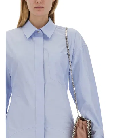 Stella Mccartney Hem Asymmetric Shirt Dress With Chest Pocket In Blue