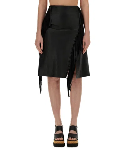 Stella Mccartney Fringed Alter Mat Skirt In Black