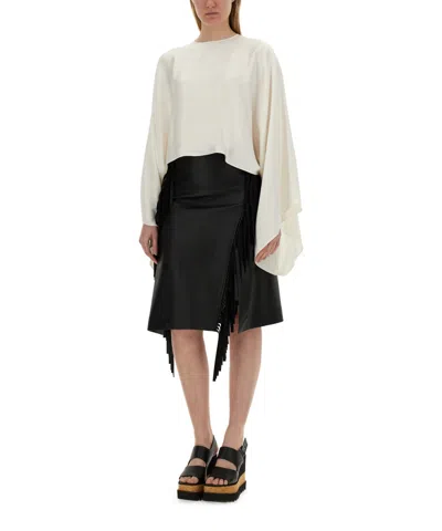 Stella Mccartney Fringed Alter Mat Skirt In Black